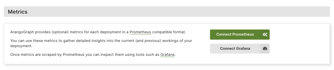 ArangoGraph Connect Metrics Section