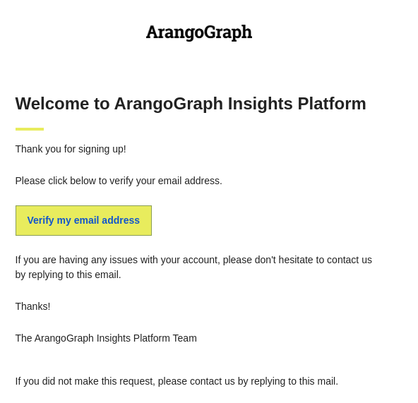 ArangoGraph Organization Invite Email Verify