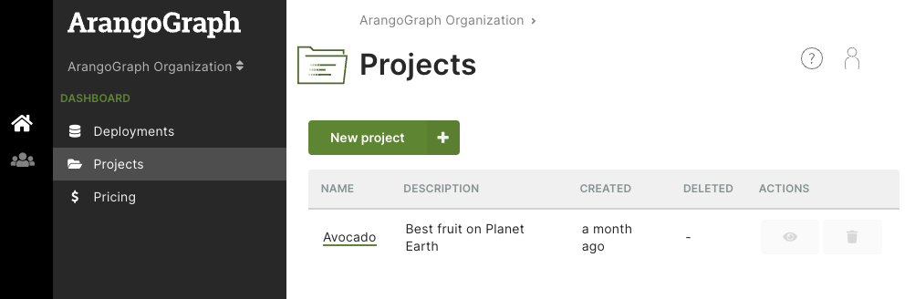 ArangoGraph Projects Overview