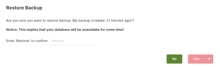 Restore From Backup Dialog